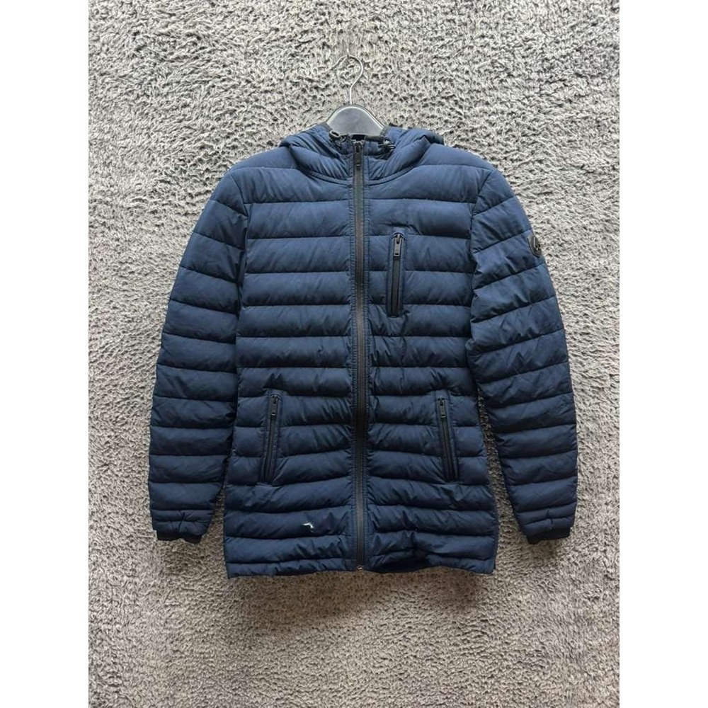 Moose Knuckles Hooper Down Hooded Quilted Puffer Jacket Navy Blue Women's Size S